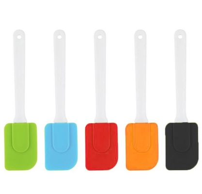 Os grupos da espátula do silicone de FDA com o patone feito sob encomenda do punho plástico colorem disponível
