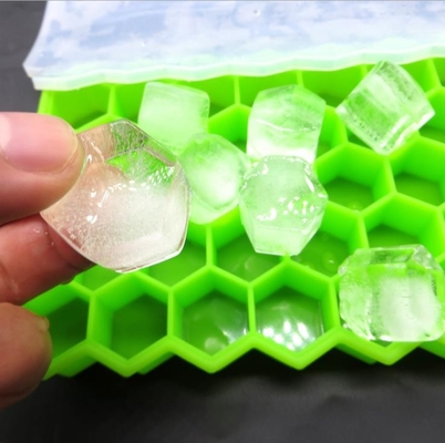 Cor verde de Mini Ice Cube Tray Yellow do silicone do favo de mel do hexágono