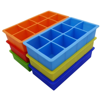 O gelo quadrado Tray Molds do silicone, gelo da novidade molda a cavidade 8 empilhável