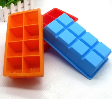 O gelo quadrado Tray Molds do silicone, gelo da novidade molda a cavidade 8 empilhável