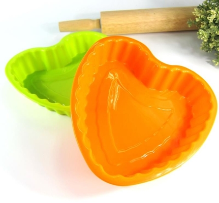 Moldes do bolo do silicone do forno, silicone que cozinha a forma flexível do coração dos moldes