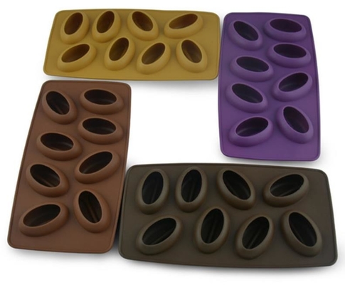 O silicone feito sob encomenda de 8 cavidades molda o produto comestível, feijão de café do molde do cubo de gelo dado forma