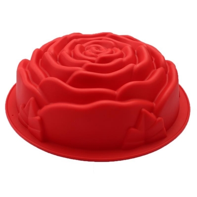 O grande cozimento do silicone do tamanho molda a cor personalizada flor de Rosa