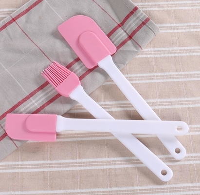 Escova resistente ao calor plástica dura da espátula, silicone que cozinha a cor cor-de-rosa da espátula