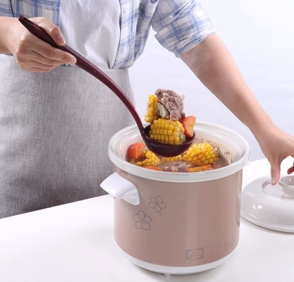 Ferramentas longas da cozinha da colher de sopa do silicone do produto comestível do punho da superfície de madeira da grão