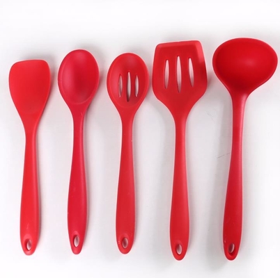 Silicone da cor vermelha de produto comestível que cozinha grupos de ferramentas da cozinha 5 estilos diferentes