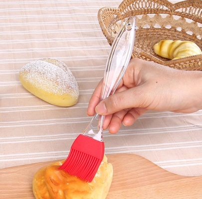 Escova plástica transparente do cozimento do silicone do produto comestível do punho do grande tamanho