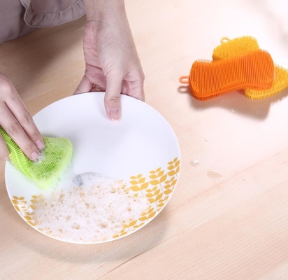 Escova da lavagem do silicone do produto comestível da forma do sabão para pratos e o fruto de limpeza