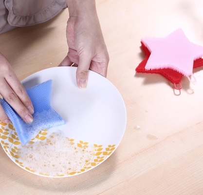 Forma da estrela da escova da lavagem do silicone do produto comestível para pratos e o fruto de limpeza