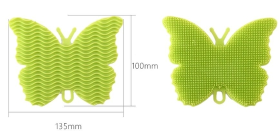 Escova da lavagem do silicone do produto comestível da forma da borboleta para pratos e o fruto de limpeza