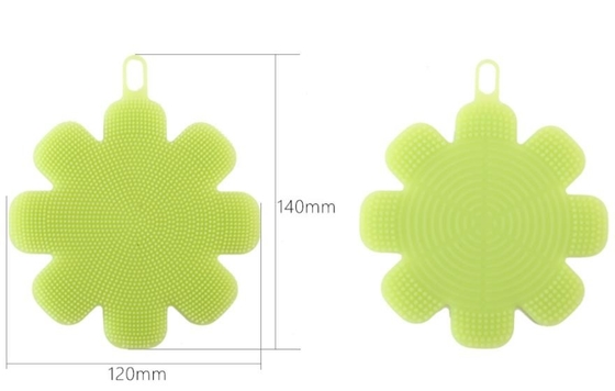 Esponja da escova da lavagem do silicone do produto comestível da forma da flor para pratos e o fruto de limpeza