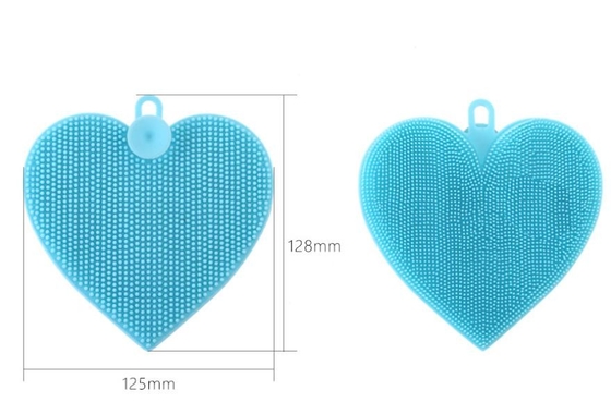 Escova da lavagem do silicone do produto comestível da forma do coração para pratos e o fruto de limpeza