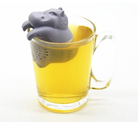 O hipopótamo cinzento da cor deu forma ao chá Infuser do silicone do produto comestível do projeto