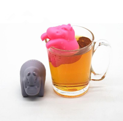O hipopótamo cinzento da cor deu forma ao chá Infuser do silicone do produto comestível do projeto