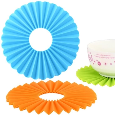 Ferramentas onduladas da cozinha do silicone, silicone redondo Placemats não escorregadiço