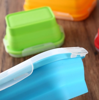 Grupo de lancheira dobrável do silicone de FDA do recipiente de armazenamento do alimento do silicone 4 para crianças