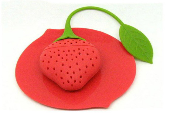 Suporte feito-à-medida do saquinho de chá do silicone do produto comestível forma bonito da morango