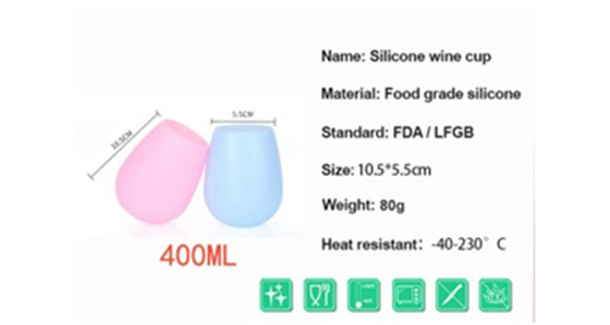 Copo colorido reusável inquebrável do vinho do silicone, vidros de vinho do silicone do café
