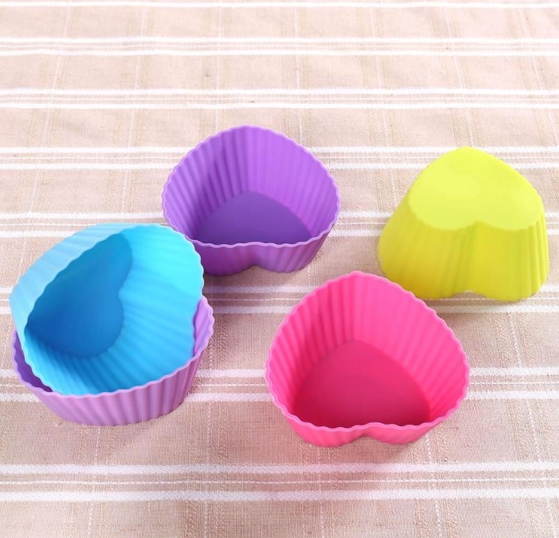 O queque colorido do silicone do queque coloca as anti bactérias da bandeja 6.8*5*3cm