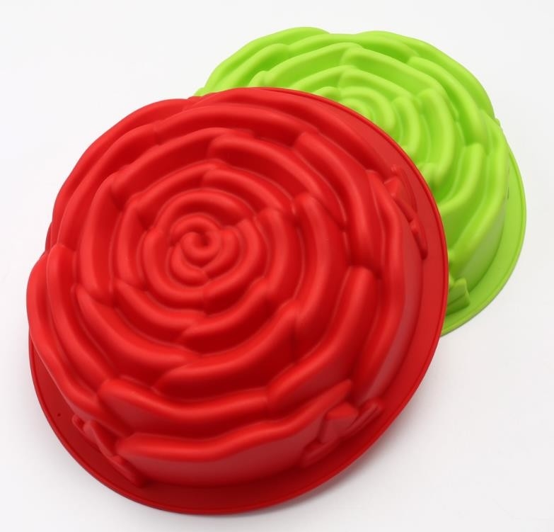 O grande cozimento do silicone do tamanho molda a cor personalizada flor de Rosa
